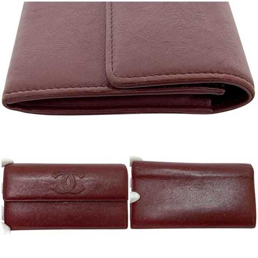 CHANEL Authentic Red Leather Logo Wallet - Picture 4 of 11
